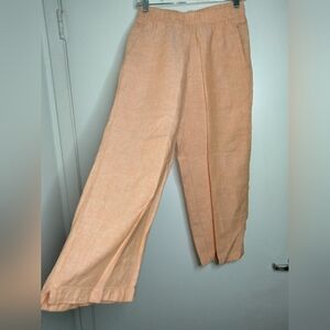 Cynthia Rowley (Size S) Orange 100% Linen Slip Pocket Crop Ankle Pull-on Pants